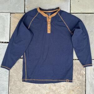 Dark Blue w/ Brown Contrast Detail Henley
